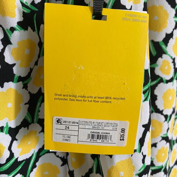 NWT Diane Von Furstenberg x Target Floral Mini Dress Women's 24 Yellow Tank - Picture 9 of 9